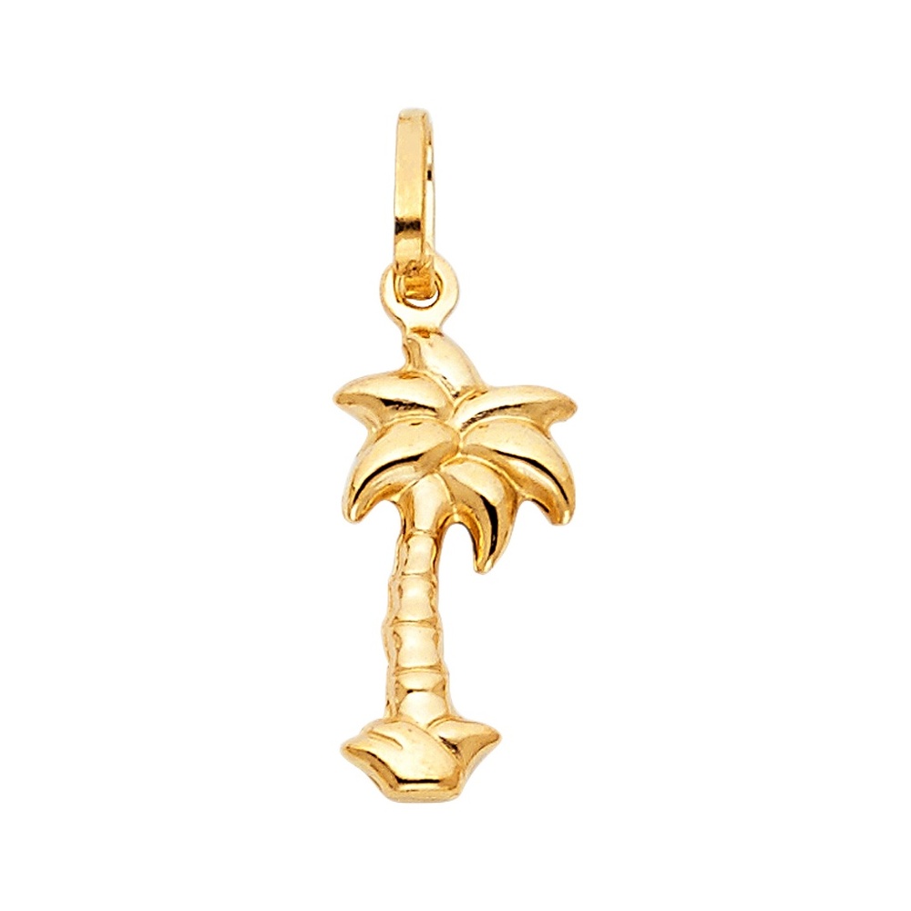 14K Yellow Gold Palm Tree Pendant